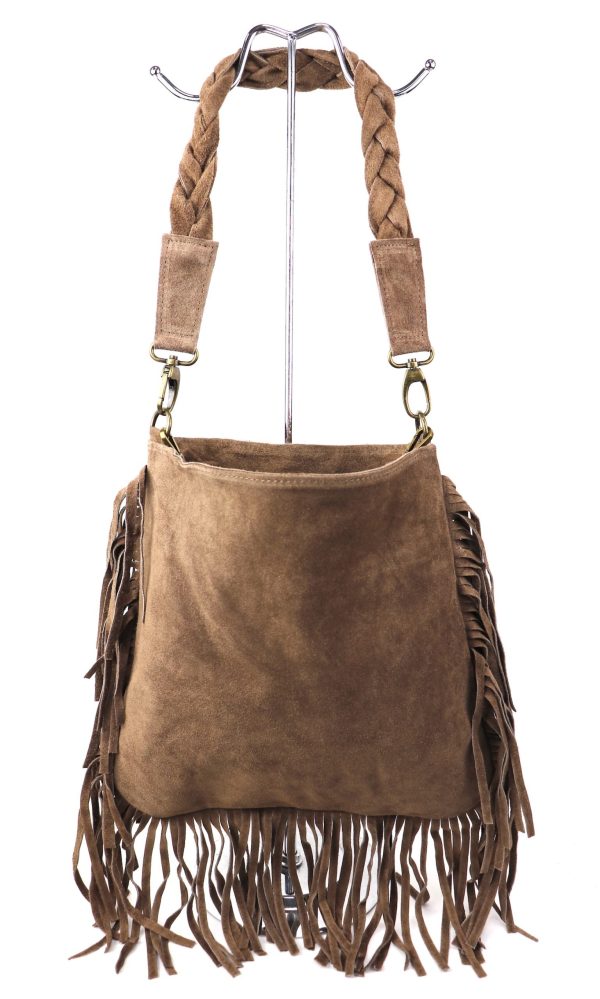 M563S Suede Fringe Shoulder/Crossbody Bag