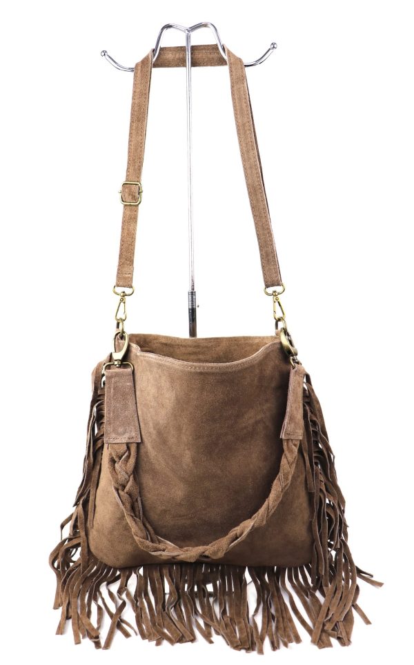 M563S Suede Fringe Shoulder/Crossbody Bag