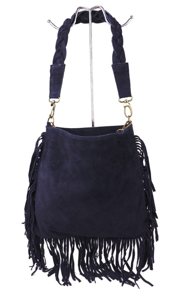 M563S Suede Fringe Shoulder/Crossbody Bag