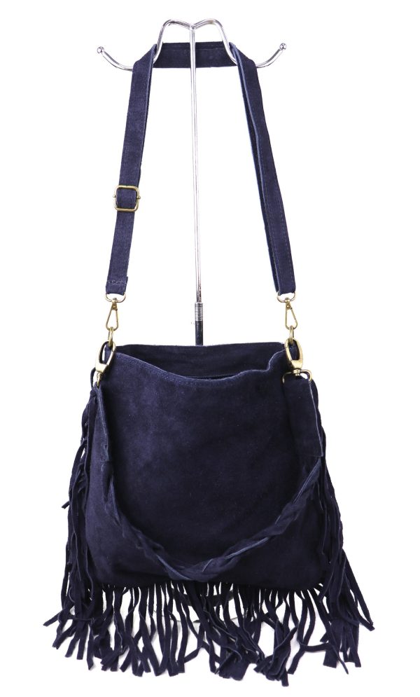 M563S Suede Fringe Shoulder/Crossbody Bag