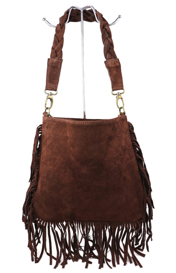 M563S Suede Fringe Shoulder/Crossbody Bag