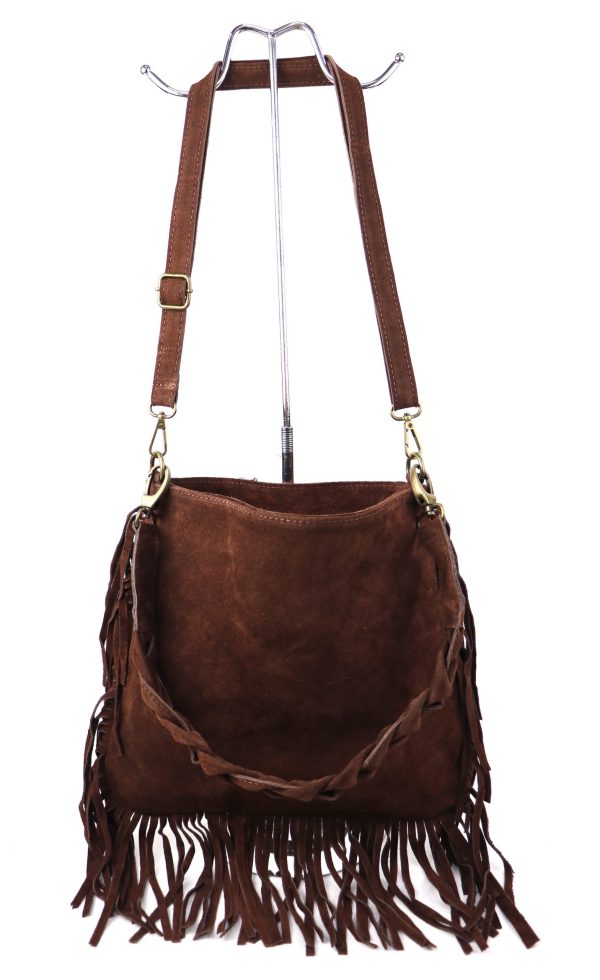 M563S Suede Fringe Shoulder/Crossbody Bag