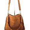M563S Suede Fringe Shoulder/Crossbody Bag