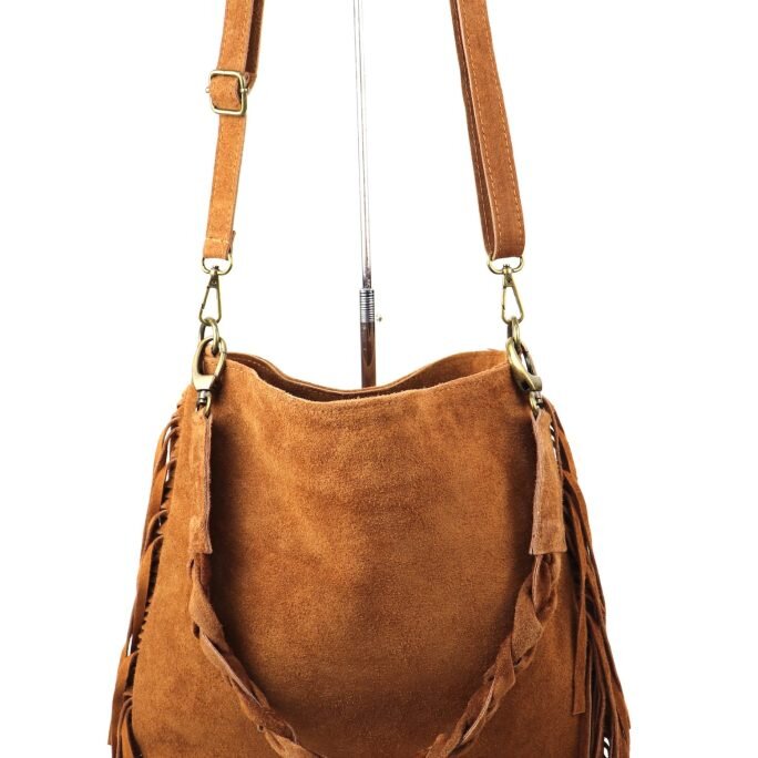 M563S Suede Fringe Shoulder/Crossbody Bag