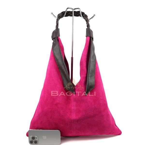 M567 Suede Hobo Bag with Braided Leather Strap