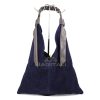 M567 Suede Hobo Bag with Braided Leather Strap