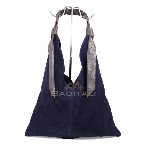 M567 Suede Hobo Bag with Braided Leather Strap