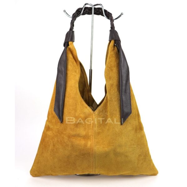 M567 Suede Hobo Bag with Braided Leather Strap