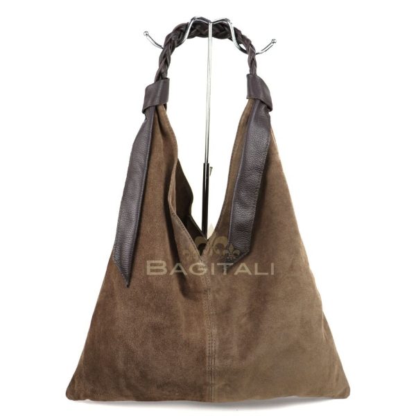 M567 Suede Hobo Bag with Braided Leather Strap