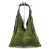M567 Suede Hobo Bag with Braided Leather Strap