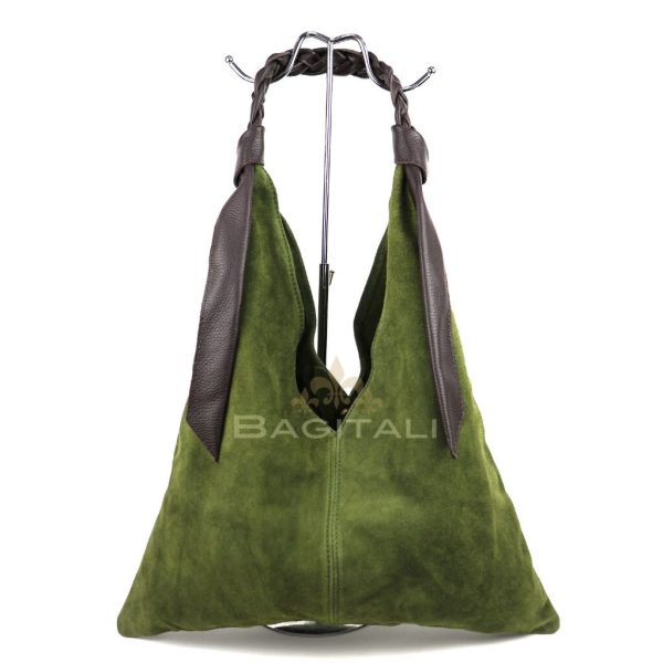 M567 Suede Hobo Bag with Braided Leather Strap