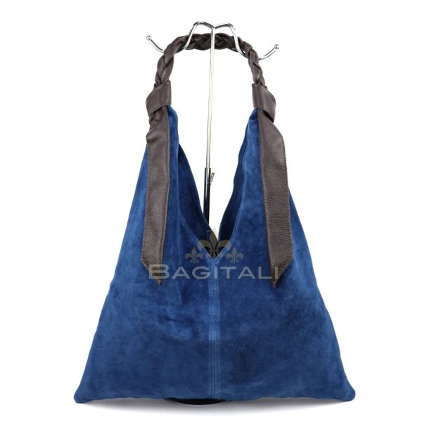 M567 Suede Hobo Bag with Braided Leather Strap
