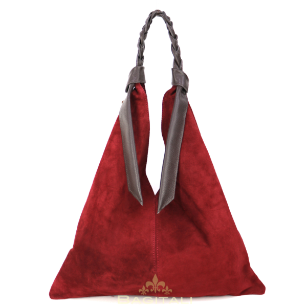 M567 Suede Hobo Bag with Braided Leather Strap