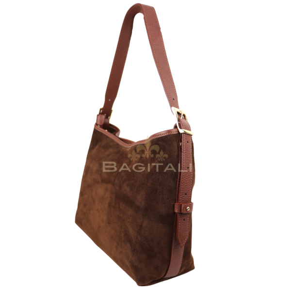 F280 Medium Suede Handbag with Leather Straps