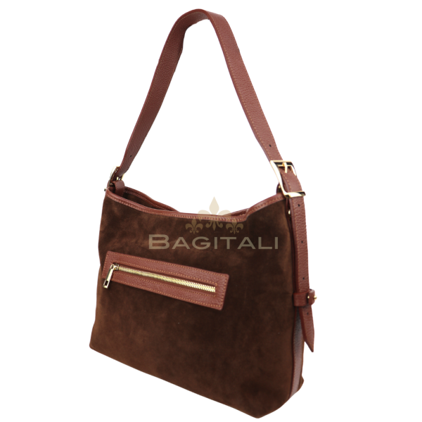 F280 Medium Suede Handbag with Leather Straps
