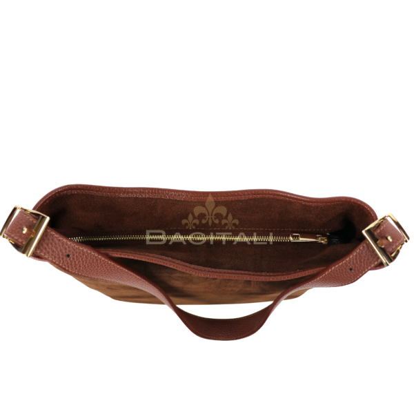 F280 Medium Suede Handbag with Leather Straps