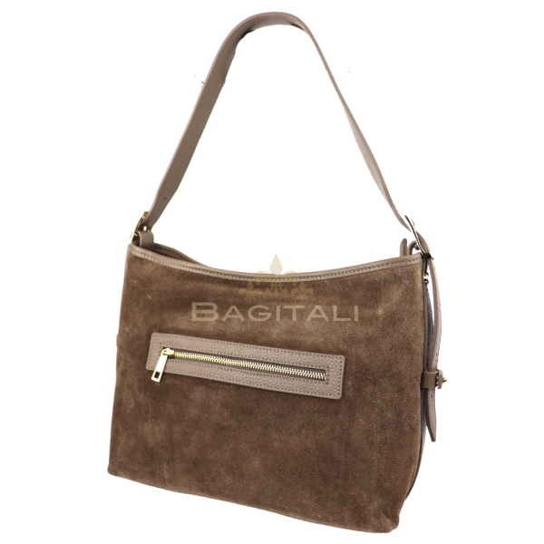 F280 Medium Suede Handbag with Leather Straps
