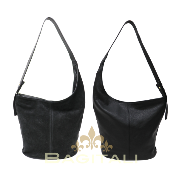 F281 Suede/Grain Leather Large Shoulder Bag