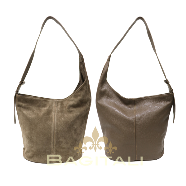 F281 Suede/Grain Leather Large Shoulder Bag