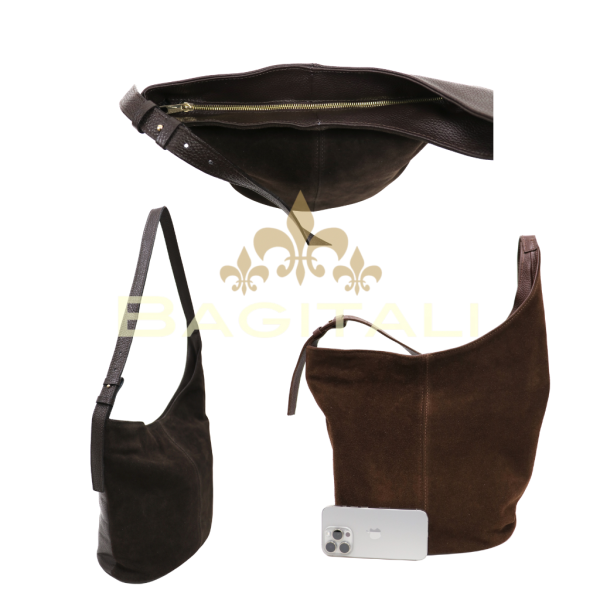 F281 Suede/Grain Leather Large Shoulder Bag